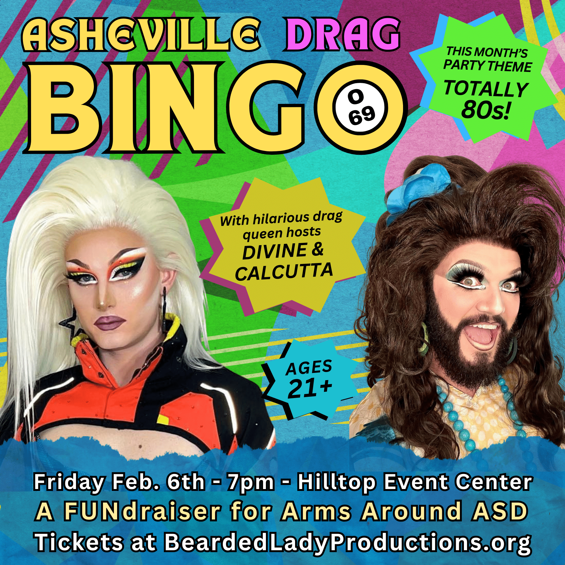 Asheville Drag Bingo: Totally 80’s Fundraiser for Arms Around ASD