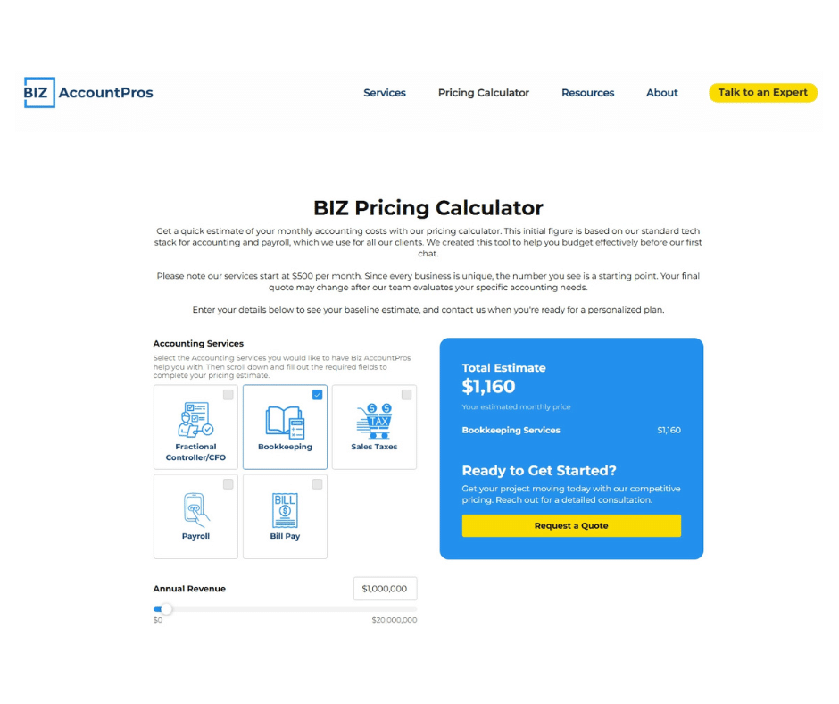 Pricing Shouldn’t Be a Mystery Introducing the Biz AccountPros Pricing Calculator