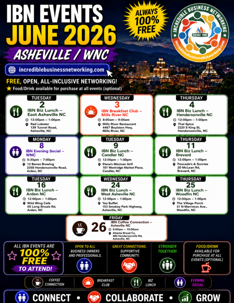 June 2026 - IBN Events - Asheville - WNC - Free Incredible Business Networking Events