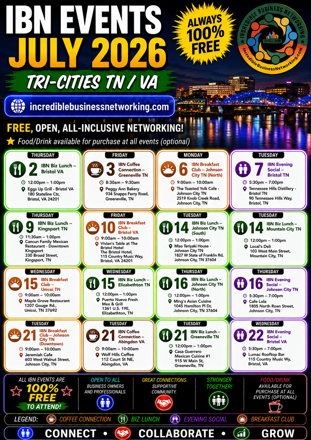 July 2026 - IBN Events - TriCities-TN-VA - Free Incredible Business Networking Events