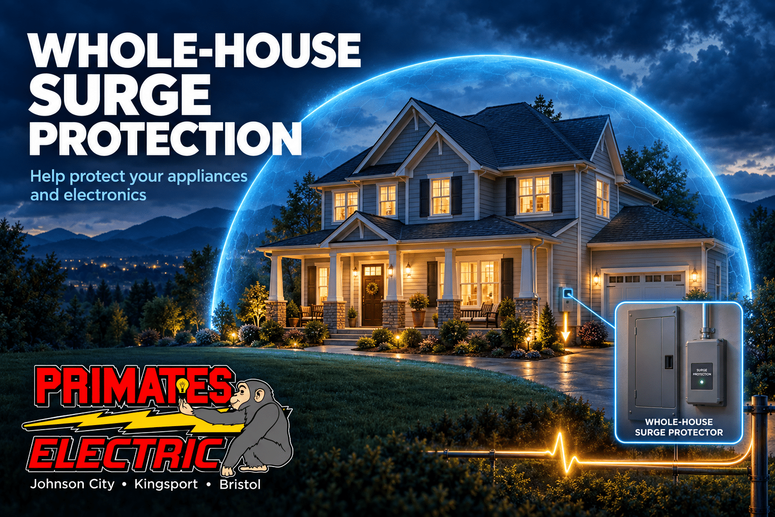 Professionally installed whole-house surge protection adds a layer of defense for your home’s appliances and electronics.