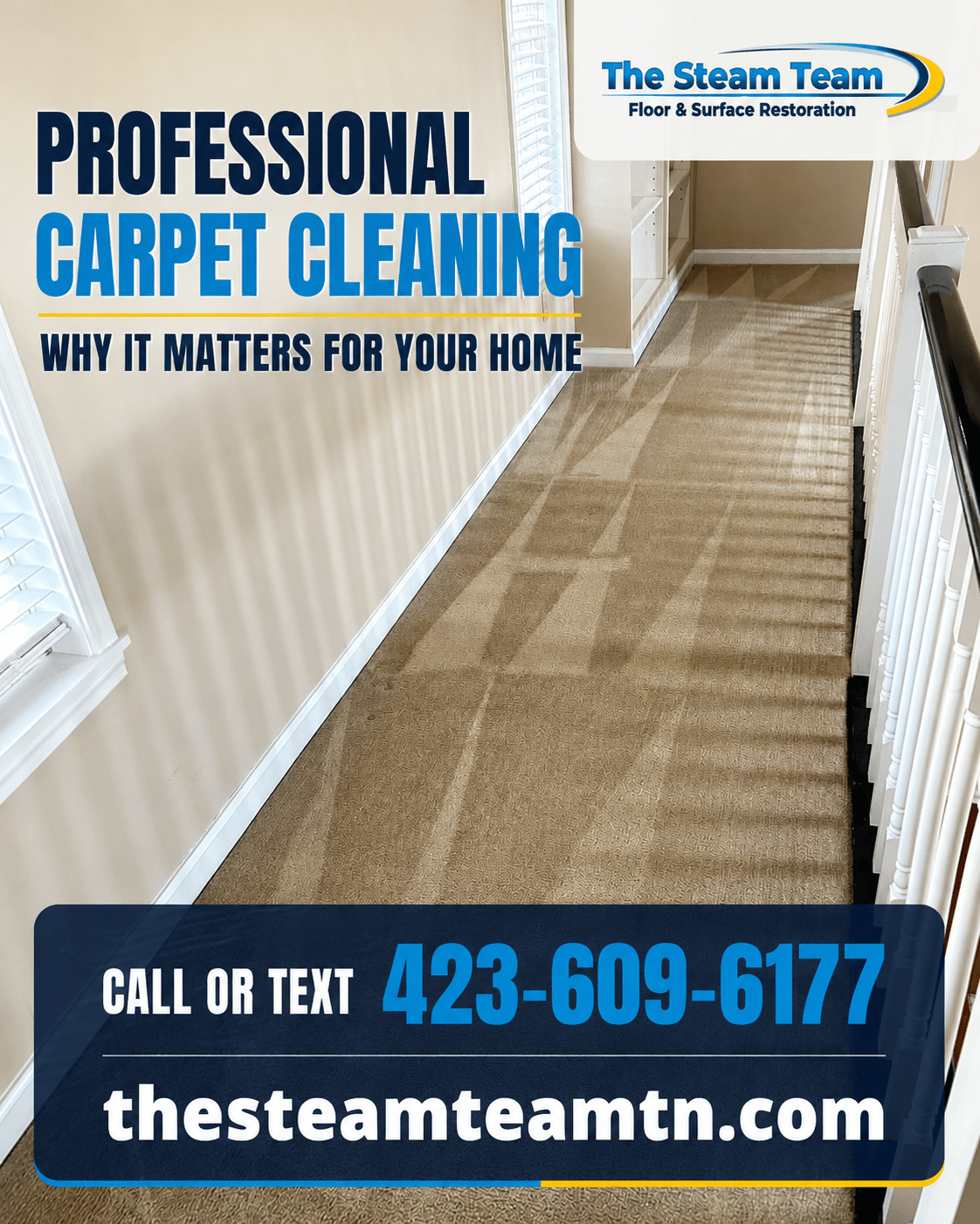 Professional carpet cleaning equipment extracting dirt from residential carpet in Northeast Tennessee